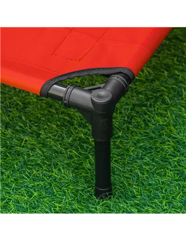 PawHut Raised Dog Bed Cat Elevated Lifted Portable Camping w/ Metal Frame Black and Red (Small)