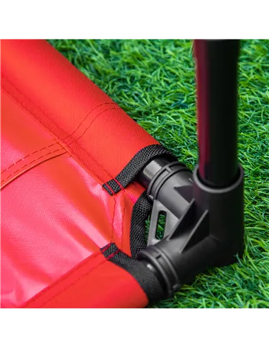 PawHut Raised Dog Bed Cat Elevated Lifted Portable Camping w/ Metal Frame Black and Red (Small)