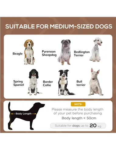 PawHut Raised Dog Bed Waterproof Elevated Pet Cot with Breathable Mesh UV Protection Canopy Brown, for Medium Dogs, 76 x 61 x 73