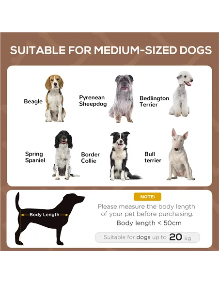 PawHut Raised Dog Bed Waterproof Elevated Pet Cot with Breathable Mesh UV Protection Canopy Brown, for Medium Dogs, 76 x 61 x 73