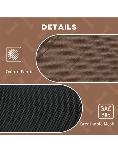 PawHut Raised Dog Bed Waterproof Elevated Pet Cot with Breathable Mesh UV Protection Canopy Brown, for Medium Dogs, 76 x 61 x 73