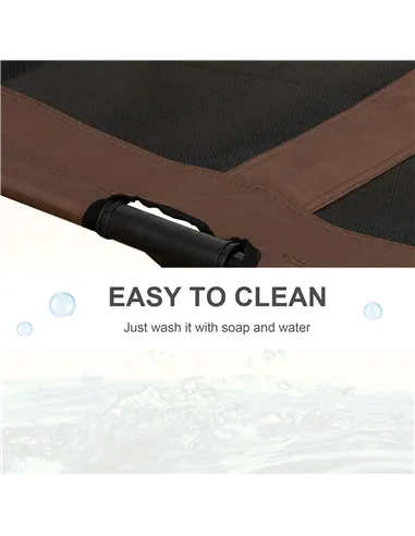 PawHut Large Raised Dog Bed Cat Elevated Lifted Cooling Portable Camping Basket Outdoor Indoor Mesh Pet Cot Metal Frame Brown