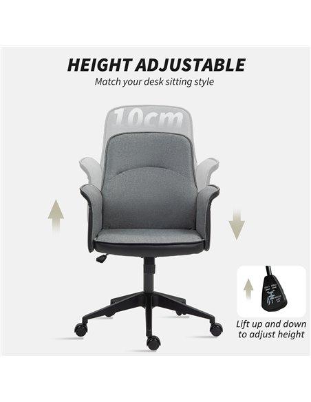 HOMCOM Linen and Faux Leather Mix Office Chair - Grey