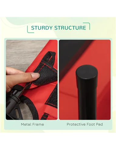 PawHut Raised Dog Bed Cat Elevated Lifted Portable Camping w/ Metal Frame Black and Red (Medium)