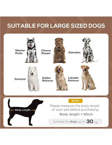 PawHut Raised Dog Bed Waterproof Elevated Pet Cot with Breathable Mesh UV Protection Canopy Brown, for Large Dogs, 92 x 76 x 90c