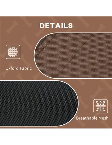 PawHut Raised Dog Bed Waterproof Elevated Pet Cot with Breathable Mesh UV Protection Canopy Brown, for Large Dogs, 92 x 76 x 90c