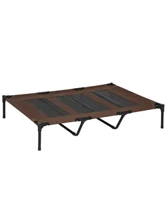PawHut Raised Dog Bed Cooling Elevated Pet Cot with Breathable Mesh for Indoor Outdoor Use Brown, XX Large, 122 x 92 x 23cm