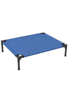 PawHut Raised Dog Bed Cat Elevated Lifted Portable Camping w/ Metal Frame Blue (Medium)