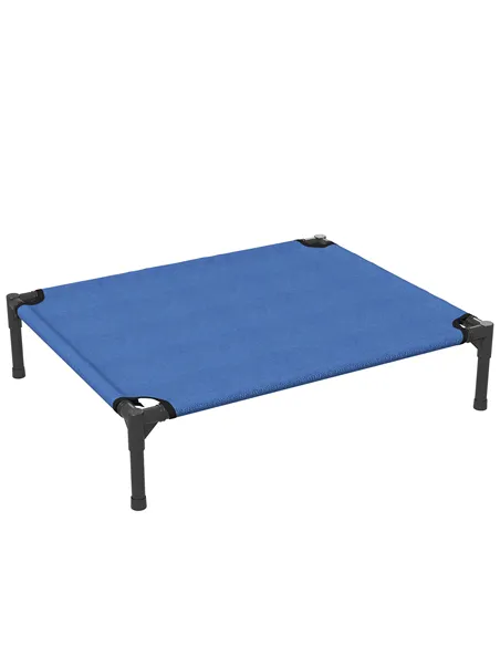 PawHut Raised Dog Bed Cat Elevated Lifted Portable Camping w/ Metal Frame Blue (Medium)