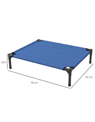 PawHut Raised Dog Bed Cat Elevated Lifted Portable Camping w/ Metal Frame Blue (Medium)