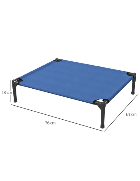 PawHut Raised Dog Bed Cat Elevated Lifted Portable Camping w/ Metal Frame Blue (Medium)