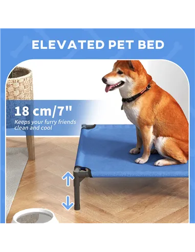 PawHut Raised Dog Bed Cat Elevated Lifted Portable Camping w/ Metal Frame Blue (Medium)