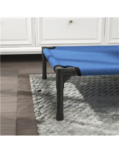 PawHut Raised Dog Bed Cat Elevated Lifted Portable Camping w/ Metal Frame Blue (Medium)