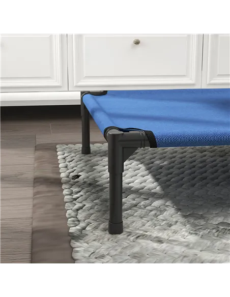 PawHut Raised Dog Bed Cat Elevated Lifted Portable Camping w/ Metal Frame Blue (Medium)