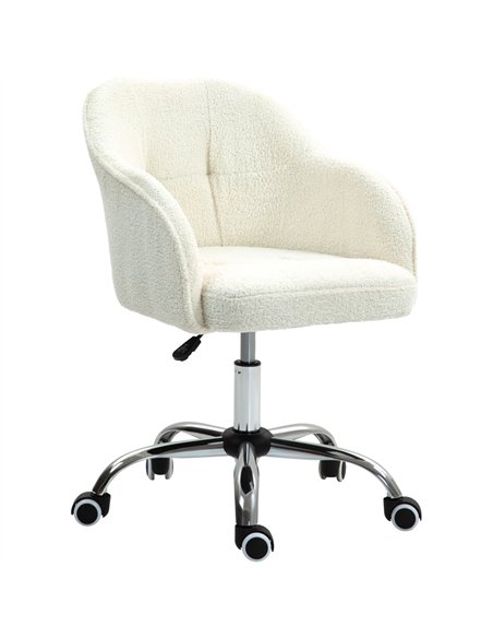HOMCOM 46-56 cm Teddy Fleece Office Chair - Cream