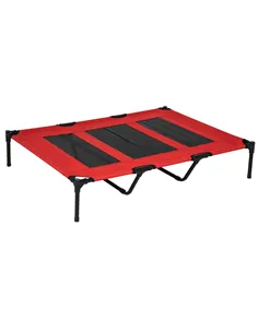 PawHut Raised Dog Bed Cooling Elevated Pet Cot with Breathable Mesh for Indoor Outdoor Use Red, XX Large, 122 x 92 x 23cm