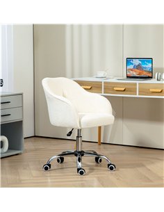 HOMCOM 46-56 cm Teddy Fleece Office Chair - Cream 2