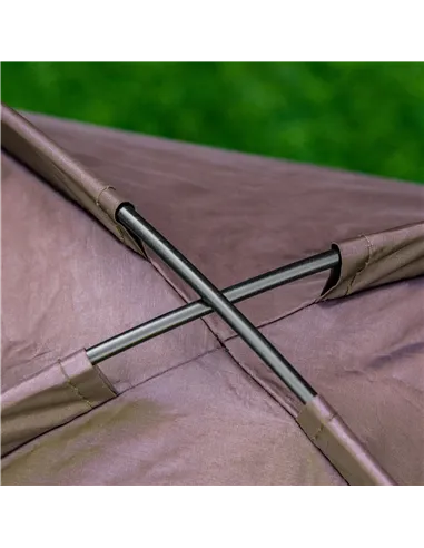 PawHut Raised Dog Bed Waterproof Elevated Pet Cot with Breathable Mesh UV Protection Canopy Brown, for Small Dogs, 61 x 46 x 62c