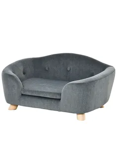 PawHut Dog Sofa Bed Pet Chair Couch with Water Resistant Fabric, Kitten Lounge with Soft Cushion, Wooden Frame for Mini Size Dog