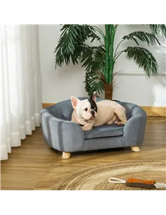 PawHut Dog Sofa Bed Pet Chair Couch with Water Resistant Fabric, Kitten Lounge with Soft Cushion, Wooden Frame for Mini Size Dog 2