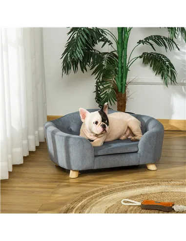 PawHut Dog Sofa Bed Pet Chair Couch with Water Resistant Fabric, Kitten Lounge with Soft Cushion, Wooden Frame for Mini Size Dog