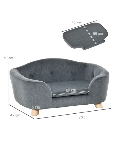 PawHut Dog Sofa Bed Pet Chair Couch with Water Resistant Fabric, Kitten Lounge with Soft Cushion, Wooden Frame for Mini Size Dog