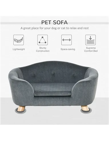 PawHut Dog Sofa Bed Pet Chair Couch with Water Resistant Fabric, Kitten Lounge with Soft Cushion, Wooden Frame for Mini Size Dog