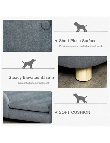 PawHut Dog Sofa Bed Pet Chair Couch with Water Resistant Fabric, Kitten Lounge with Soft Cushion, Wooden Frame for Mini Size Dog