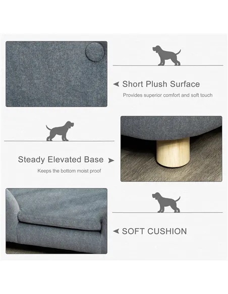 PawHut Dog Sofa Bed Pet Chair Couch with Water Resistant Fabric, Kitten Lounge with Soft Cushion, Wooden Frame for Mini Size Dog