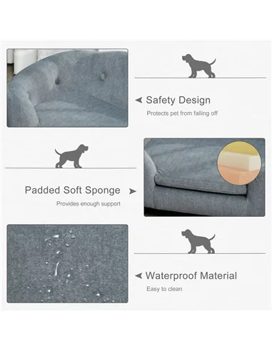 PawHut Dog Sofa Bed Pet Chair Couch with Water Resistant Fabric, Kitten Lounge with Soft Cushion, Wooden Frame for Mini Size Dog