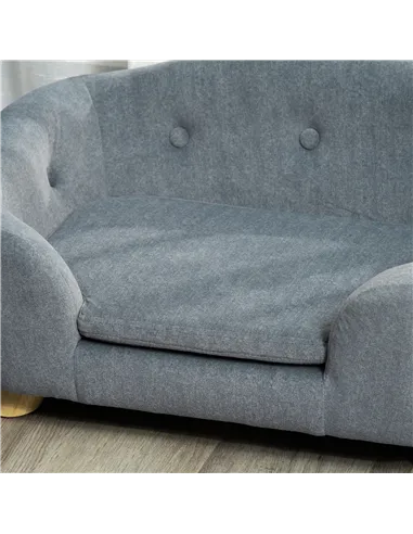 PawHut Dog Sofa Bed Pet Chair Couch with Water Resistant Fabric, Kitten Lounge with Soft Cushion, Wooden Frame for Mini Size Dog