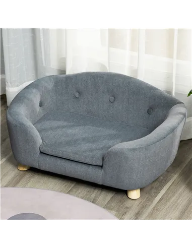 PawHut Dog Sofa Bed Pet Chair Couch with Water Resistant Fabric, Kitten Lounge with Soft Cushion, Wooden Frame for Mini Size Dog