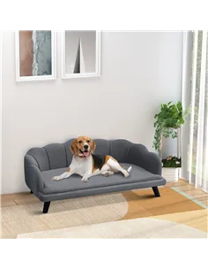 PawHut Dog Sofa, Pet Couch Bed for Medium, Large Dogs, with Legs, Cushion - Grey 2