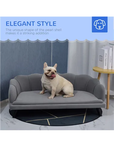PawHut Dog Sofa, Pet Couch Bed for Medium, Large Dogs, with Legs, Cushion - Grey