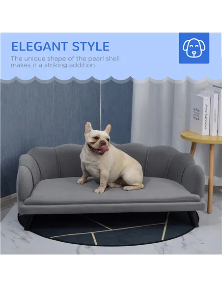 PawHut Dog Sofa, Pet Couch Bed for Medium, Large Dogs, with Legs, Cushion - Grey