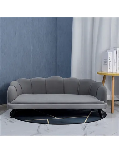 PawHut Dog Sofa, Pet Couch Bed for Medium, Large Dogs, with Legs, Cushion - Grey