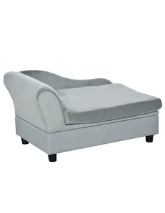 PawHut Pet Sofa Chair, with Storage, Cushion, for Small Dogs, Cats - Light Grey