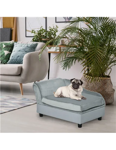 PawHut Pet Sofa Chair, with Storage, Cushion, for Small Dogs, Cats - Light Grey
