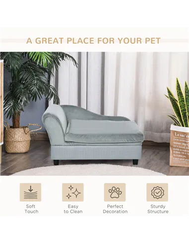 PawHut Pet Sofa Chair, with Storage, Cushion, for Small Dogs, Cats - Light Grey