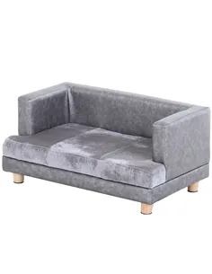 PawHut Dog Sofa Bed for Small-Sized Dogs, Elevated Pet Chair with PU Cover, Soft Cushion, Cat Couch Lounger with Anti-slip Legs 