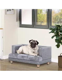 PawHut Dog Sofa Bed for Small-Sized Dogs, Elevated Pet Chair with PU Cover, Soft Cushion, Cat Couch Lounger with Anti-slip Legs  2