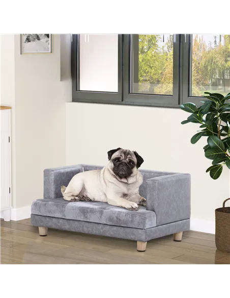 PawHut Dog Sofa Bed for Small-Sized Dogs, Elevated Pet Chair with PU Cover, Soft Cushion, Cat Couch Lounger with Anti-slip Legs 