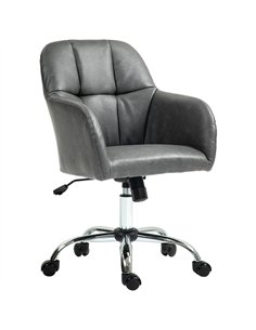 HOMCOM Faux Leather Tub Office Chair, with Wheels - Grey