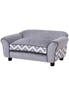 PawHut Dog Sofa Bed for XS-Sized Dogs, Cat Sofa with Soft Cushion, Pet Chair Lounge with Washable Cover, Removable Legs, Wooden 