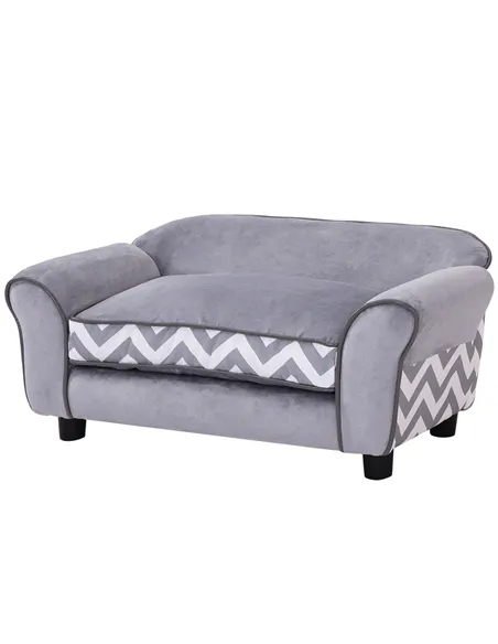 PawHut Dog Sofa Bed for XS-Sized Dogs, Cat Sofa with Soft Cushion, Pet Chair Lounge with Washable Cover, Removable Legs, Wooden 