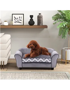 PawHut Dog Sofa Bed for XS-Sized Dogs, Cat Sofa with Soft Cushion, Pet Chair Lounge with Washable Cover, Removable Legs, Wooden  2
