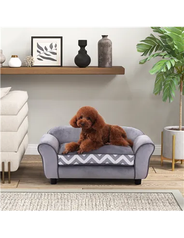 PawHut Dog Sofa Bed for XS-Sized Dogs, Cat Sofa with Soft Cushion, Pet Chair Lounge with Washable Cover, Removable Legs, Wooden 