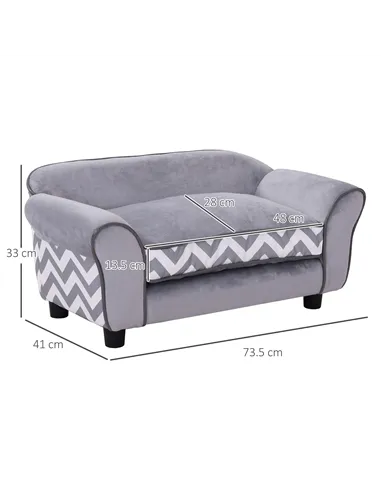 PawHut Dog Sofa Bed for XS-Sized Dogs, Cat Sofa with Soft Cushion, Pet Chair Lounge with Washable Cover, Removable Legs, Wooden 