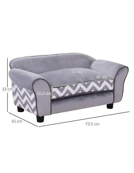 PawHut Dog Sofa Bed for XS-Sized Dogs, Cat Sofa with Soft Cushion, Pet Chair Lounge with Washable Cover, Removable Legs, Wooden 