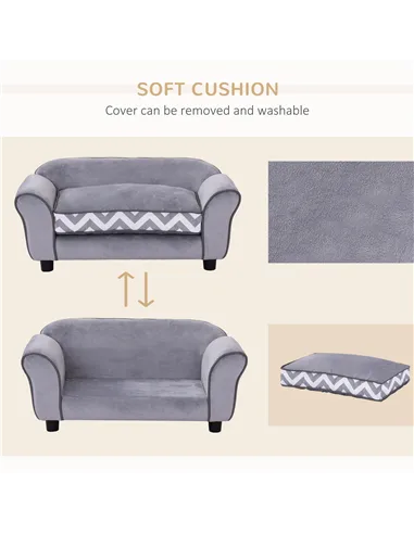 PawHut Dog Sofa Bed for XS-Sized Dogs, Cat Sofa with Soft Cushion, Pet Chair Lounge with Washable Cover, Removable Legs, Wooden 